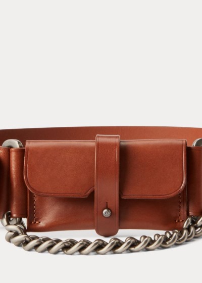 Women's Ralph Lauren Pouch-Chain Leather Belt | 028574XUN